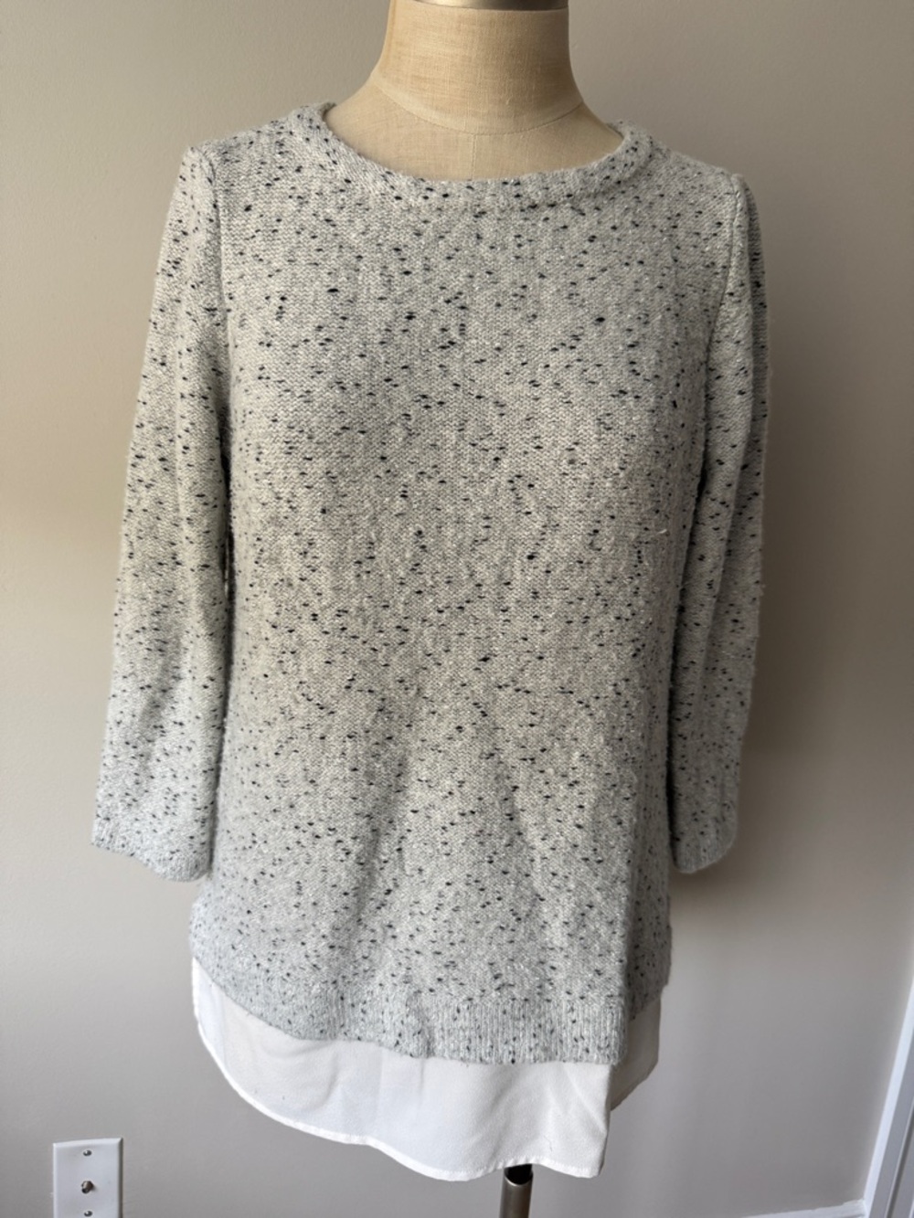 Karl Lagerfeld Light Gray Speckled Crewneck Sweater